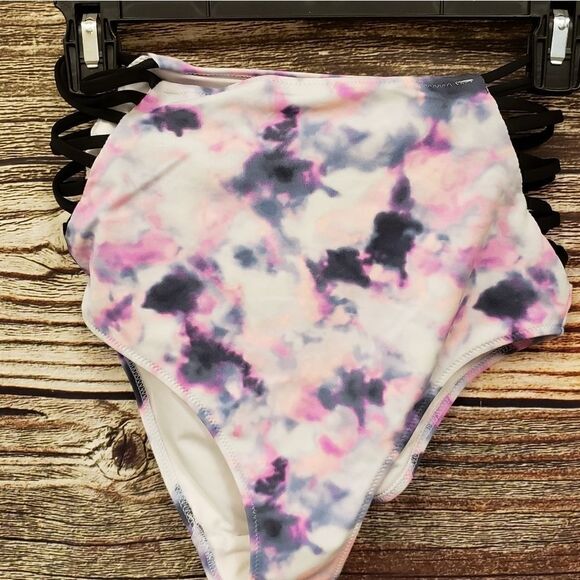 Pink bikini bottoms multicolored/ black Medium - Picture 1 of 6